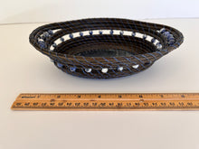 Load image into Gallery viewer, Oval Blue and Black Pine Needle Basket
