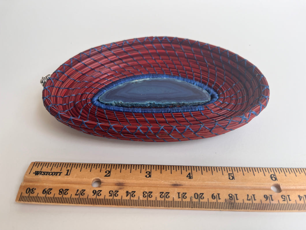 Pine Needle Basket with Blue Agate