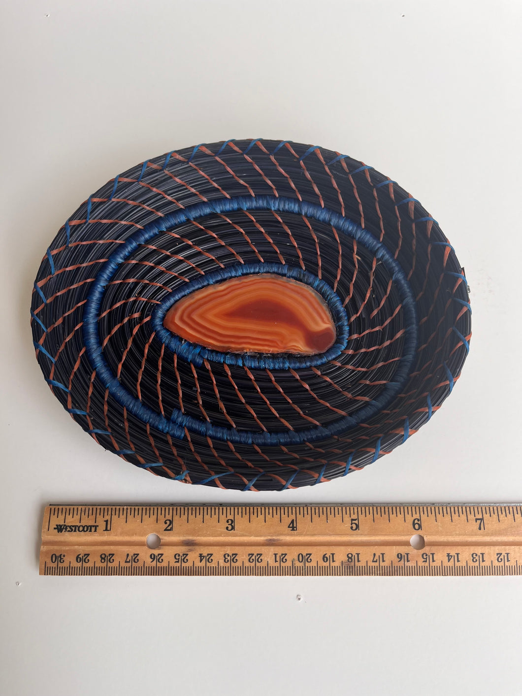 Pine Needle Basket with Orange Agate Bottom